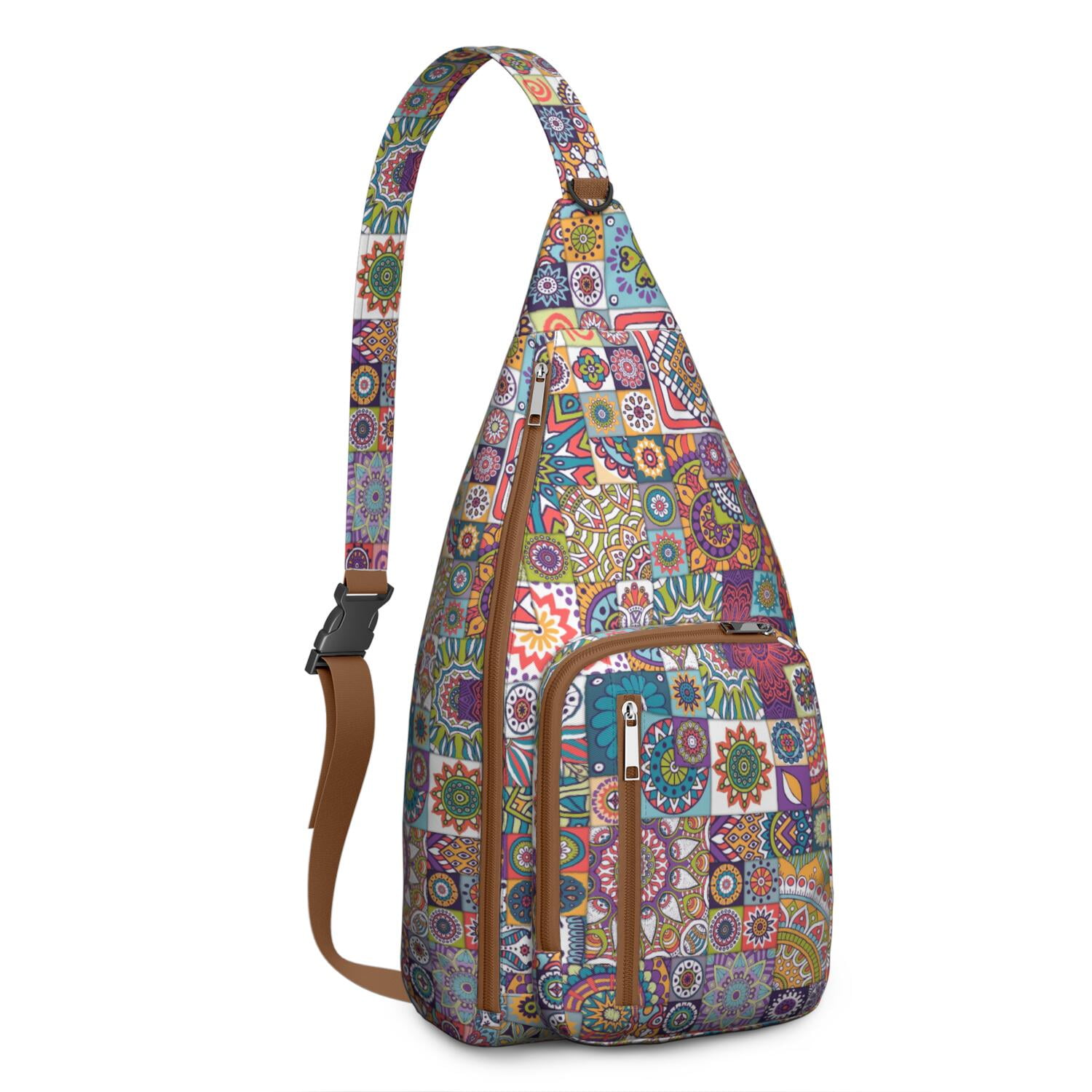 Artistic Nordic Sling Bag - Water-resistant Lightweight Crossbody Chest Pack with Bohemian Retro Patterns for Women