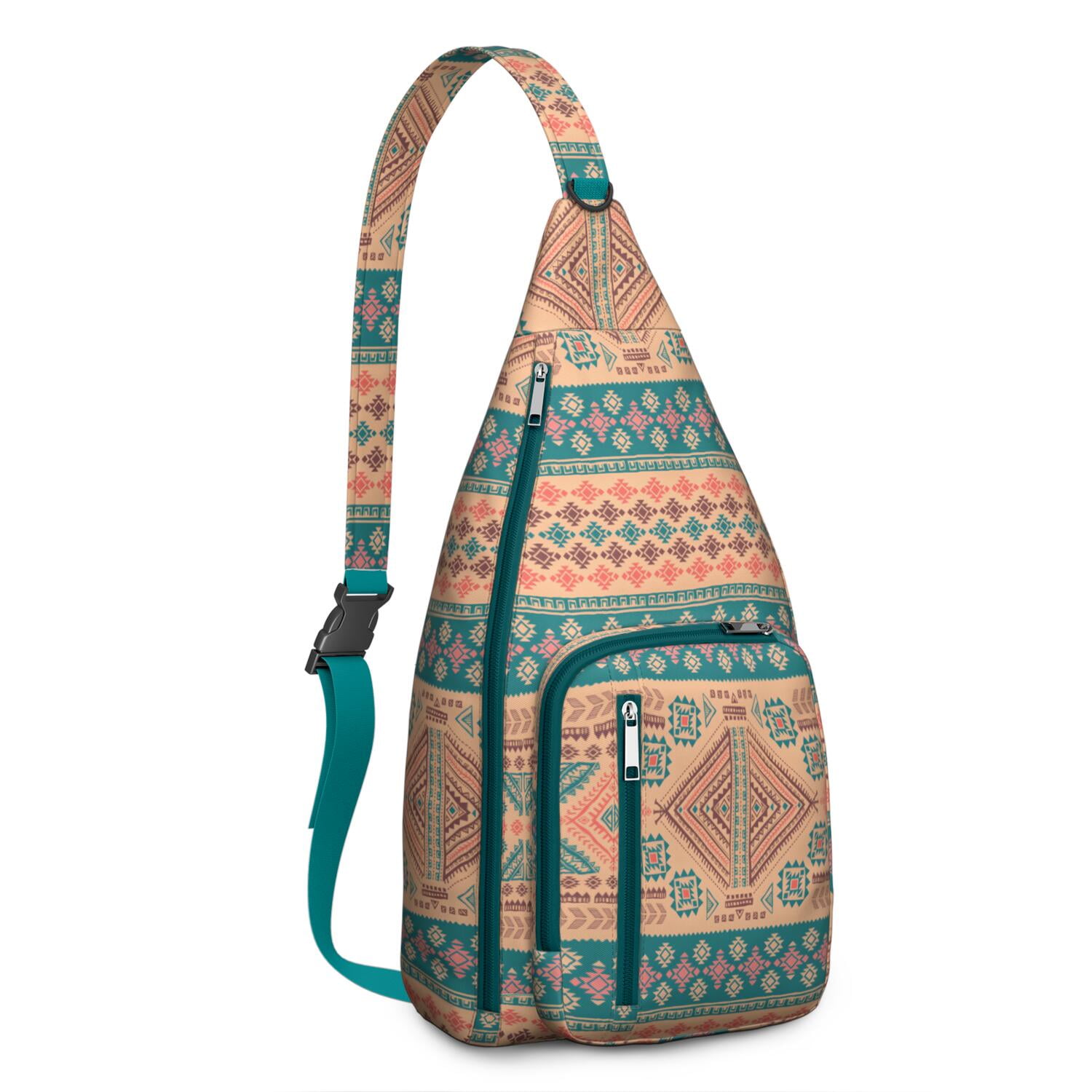 Artistic Nordic Sling Bag - Water-resistant Lightweight Crossbody Chest Pack with Bohemian Retro Patterns for Women