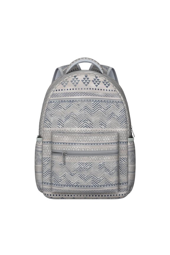 Artistic Nordic Style School Backpack for Student, Durable Oxford Cloth, Symmetrical Wood Grain and Waves Pattern, Scratch-Resistant and Lightweight Travel Bag for Student and Student