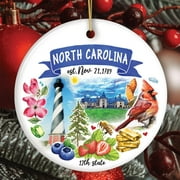 Artistic North Carolina State Themes and Landmarks Christmas Ornament
