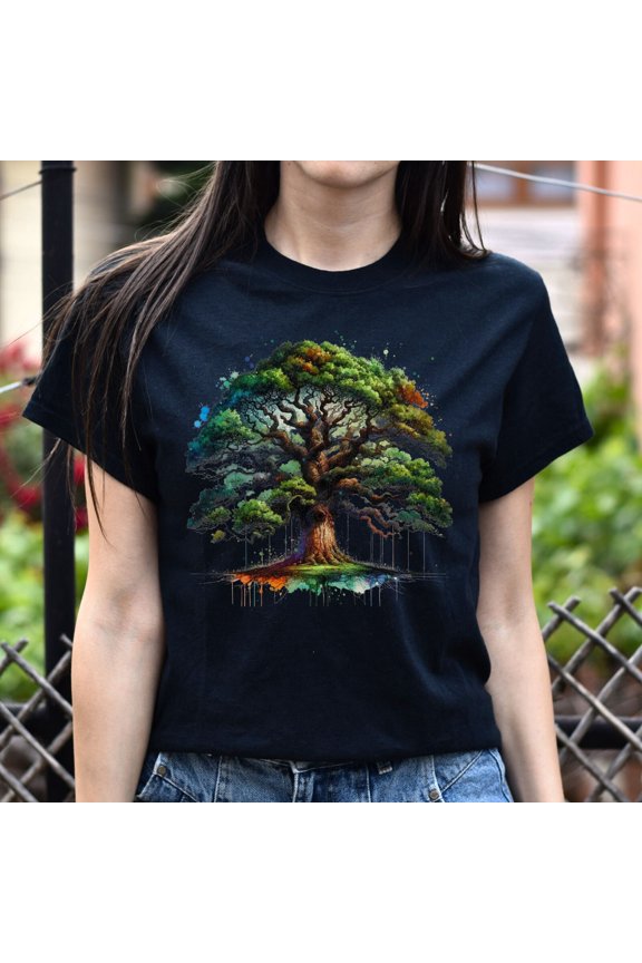 Artistic Oak Tree Color Splash Graphic T-Shirt