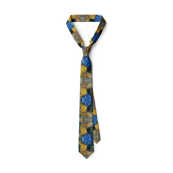 Artistic Oil Painting Print Necktie Vintage Lightweight Fabric For ...