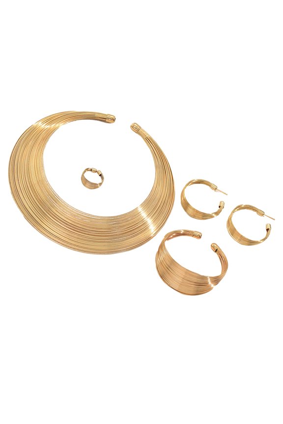 Artistic Opening Jewelry Set Geometric Adjustable Modern Chain Necklace Round Earrings for Matching Any Outfits