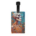 Artistic Orange Carnation Skull Luggage Tags for Suitcases, Suitcase