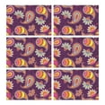 thumbnail image 1 of Artistic Paisley Placemats Set of 6, Durable Flax Linen Table Mats with Heat Resistant Wrinkle Free Finish Featuring Classic Vintage Floral Pattern and Mandala Art, 1 of 4