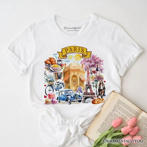 Artistic Paris Culture and Landmarks T-Shirt, Classical France Tee and Souvenir