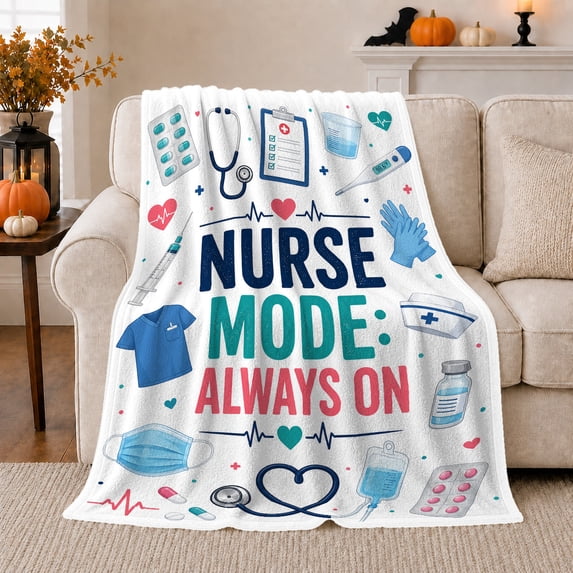 Artistic Pattern, Cozy Artistic Scene, Cozy Flannel Blanket for Office and Dorm with Detailed Artwork with Rich Color Accents, Nurses Appreciation Gift, Artistic Home Decor