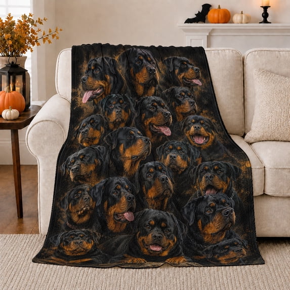 Artistic Pattern, Cozy Pet Portrait Pattern, Warm Flannel Blanket for Living Room and Bedroom with Detailed Artwork, Dog Lovers Just Because Gift, Pet Lover Home Decor