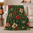 thumbnail image 1 of Artistic Pattern, Festive Holiday Scene, Warm Flannel Blanket for Living Room and Family Room with Detailed Artwork, Art Lovers Christmas Gift, Festive Home Decor, 1 of 9