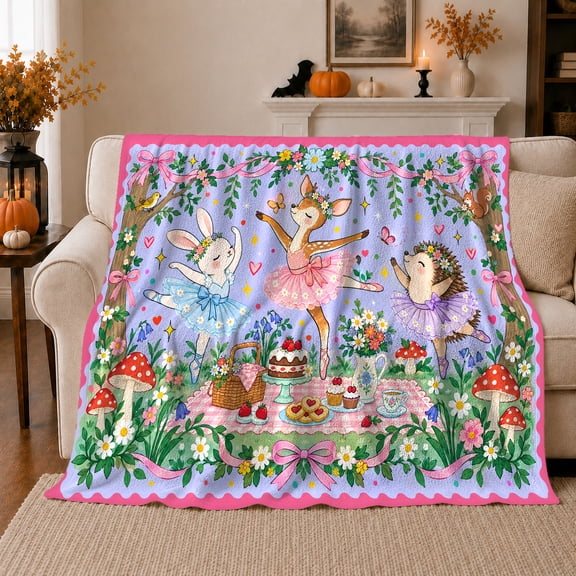 Artistic Pattern, Mystical Woodland Scene, Warm Flannel Blanket for Cabin and Lodge with Detailed Artwork with Rich Color Accents, Garden Lovers Housewarming Gift, Fantasy Home Decor