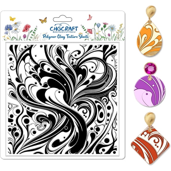 Artistic Pattern Polymer Clay Texture Sheets Fumes Silicone Stamp Water Flow Clay Texture Mat Modeling Pattern Pad DIY
