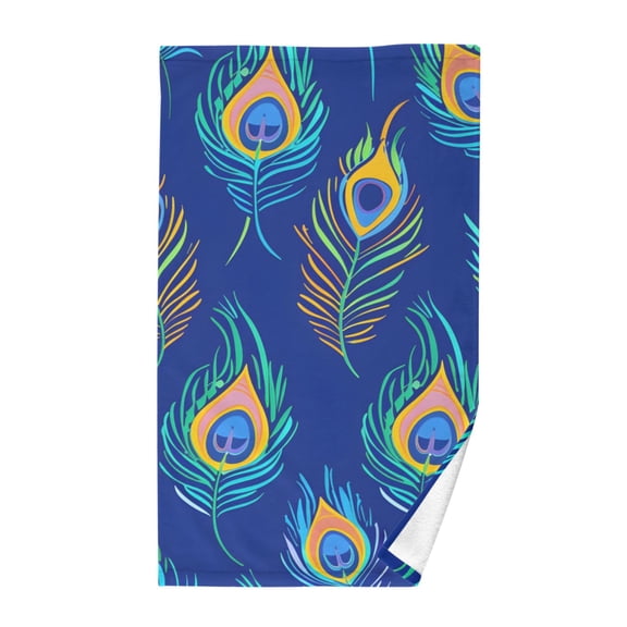 Artistic Peacock Feathers Cotton Face Towel Soft Hand Towel Absorbent Bathroom Towel for Kitchen Hotel