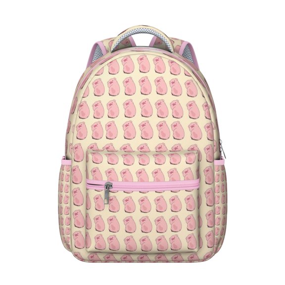 Artistic Pig Student Backpack Abstract Farm Animal Watercolor Print Funny Cute Piggy Pattern Cartoon Aesthetic School Bookbag for Student