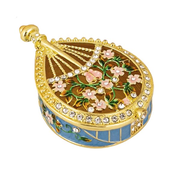 Artistic Pipa Jewelry Storage Box Collectible Pipa Trinket Box with Hand Painted Enamel Design for Women Ladies