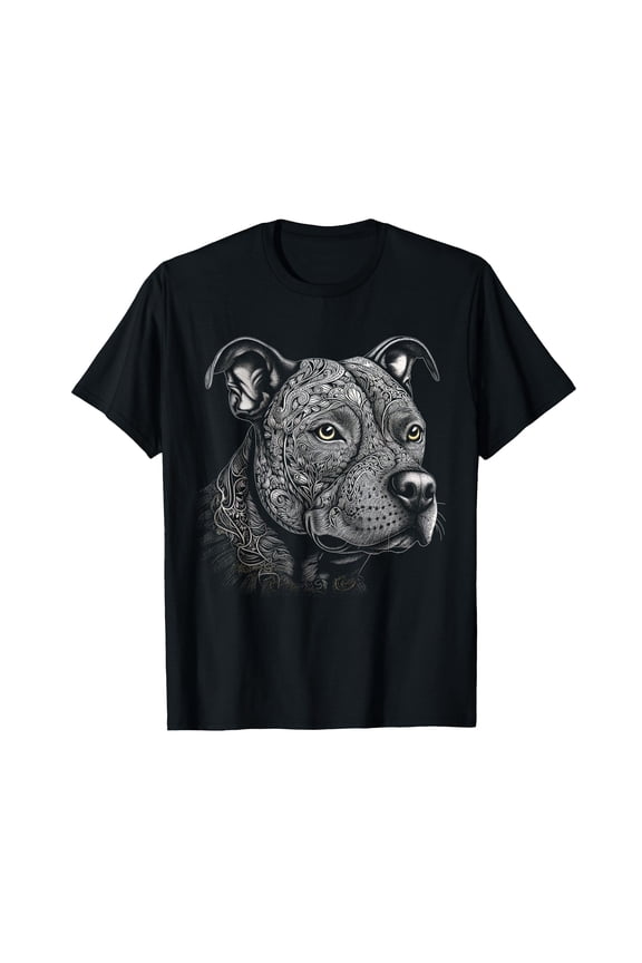 Artistic Pit Bull Mom Mandala Design T-Shirt for Dog Lovers and Owners