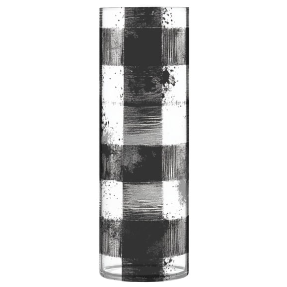 Artistic Plastic Vase: Where Contemporary Design Meets Floral Sophistication. White Black Checkered