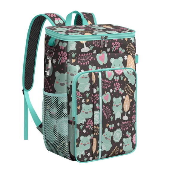 Artistic Polar Bear Print Backpack Cooler, Insulated Leakproof Cooler Bag, Waterproof Lunch Backpack for Winter Camping, Hiking, Outdoor Fun