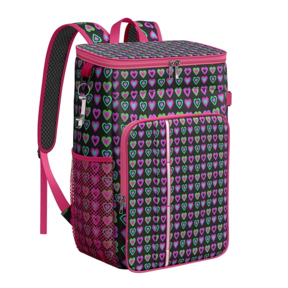 Artistic Rainbow Gradient Cooler Backpack - 20L Insulated Lunch Bag for Work & Travel - Psychedelic Art Design & Easy-to-Clean PEVA Lining
