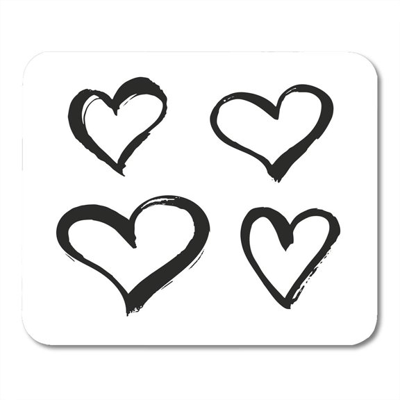 Artistic Red Shape Hand Signs of Heart Ink and Brush White Graphic Drawing Mousepad Mouse Pad Mouse Mat 9x10 inch