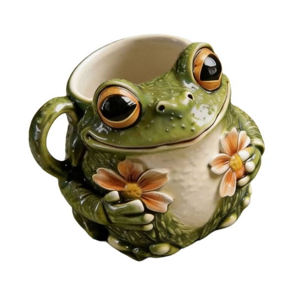 Artistic Resin Frogs Mug 11oz for Hot Cold Beverages Insulating Large Capacity Easy