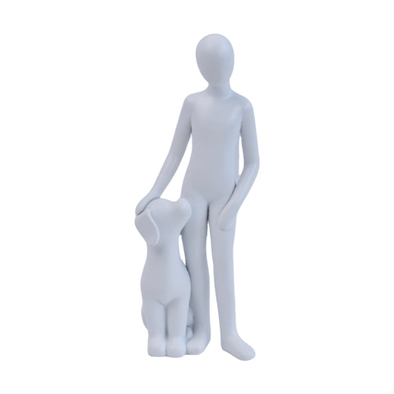 Artistic Resin Human and Dog Sculpture for Home Decors Office Desk Shelf Display Ornament Remembrance Gift for Pet Lover