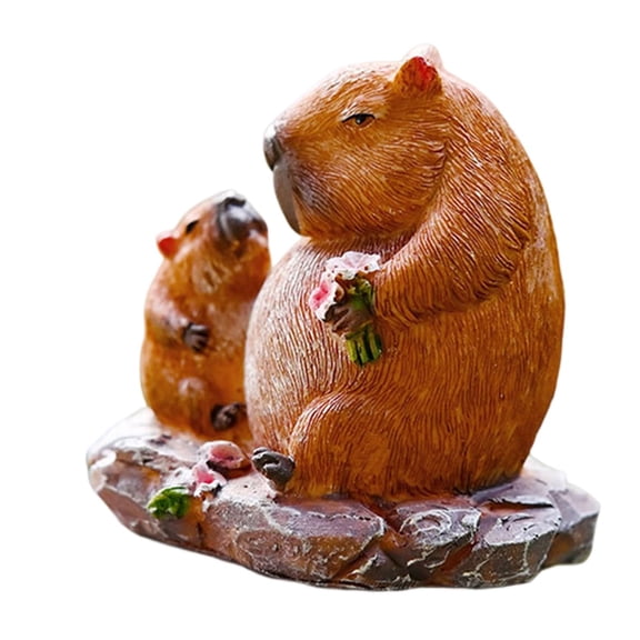 Artistic Resin Mother Child Capybaras Ornament Miniature Figurine for Living Room and Garden Patios Statue Decors