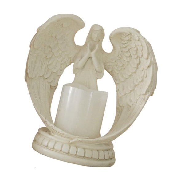 Artistic Resins Angeled Candle Holder with LED Light for Celebration and Intimate