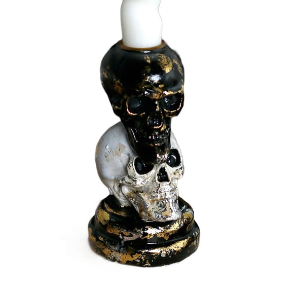 Artistic Resins Stacked Skull Holders Halloween Skeleton Candlestick For Desktop Decors And Parties Celebration