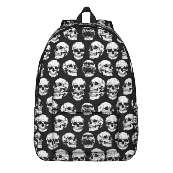 Artistic Retro Bone and Skeleton Print Travel Backpack – Durable Oxford Material Backpack with Large Capacity and Anti-theft Features for Teens, Students, and Female Professionals