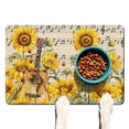 thumbnail image 1 of Artistic Retro Sunflower Dog Food Pad - Waterproof Non-Slip Pet Mat with Rustic Floral Design, Large Size, 1 of 5