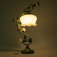 thumbnail image 1 of Artistic Rose Theme Lamp, Glass Shade with Ceramic Flowers, 20in Height, 5.51in Base, Suitable for Bedroom, Living Room, Hotel, 1 of 18