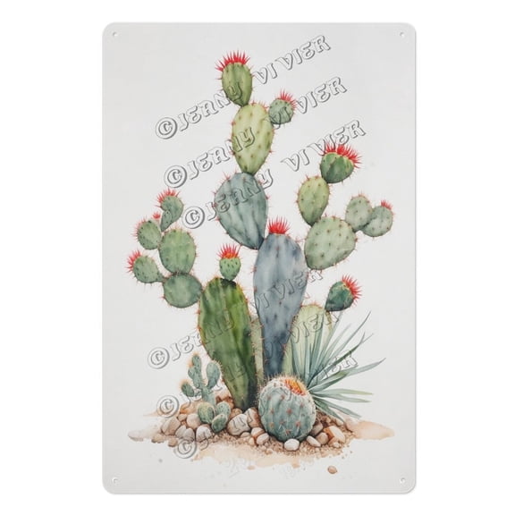 Artistic Sclerocactus Tin Sign  8x12 Inch Metal Wall Art for Modern Plant Lovers, Office, or Urban Oasis  Succulent Decor for Housewarming & Birthday Gifts