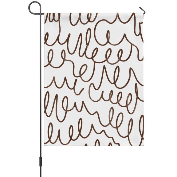 Artistic Scribbles Garden Flag 12 x 18 Inches, Abstract Minimalist Brown Continuous Loops Weather Proof Outdoor Patio Flags Double Sided Small Garden Decoration for Yard Outside Home