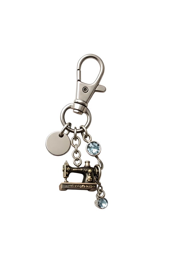 Artistic Sewing Machine Design Keychain Light Weight And Safe Clay Key Holder Charm Pendant For Tailors Dressmaker