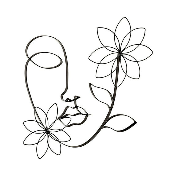 Artistic Shaped Metal Wire Floral Face Wall Dcor