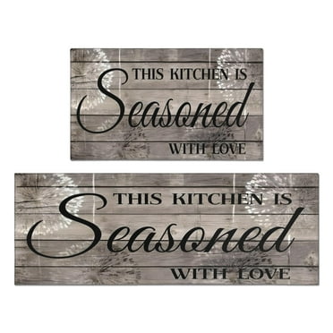 Artistic Spice Cooking Kitchen Rug Set, 2 Pieces - Non-Slip, Anti-Fatigue Comfort Mats (17x47 & 17x30) - Add a Splash of Color to Your Farmhouse Kitchen