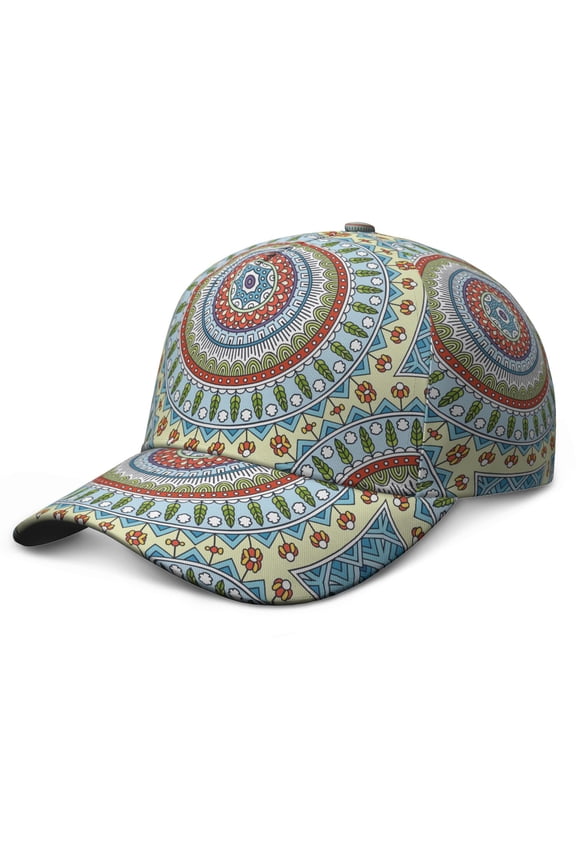 Artistic Spiritual Mandala Baseball Cap – Tribal Boho Dad Hat with Ethnic Vintage Sacred Geometric Pattern, Abstract Mystic Design