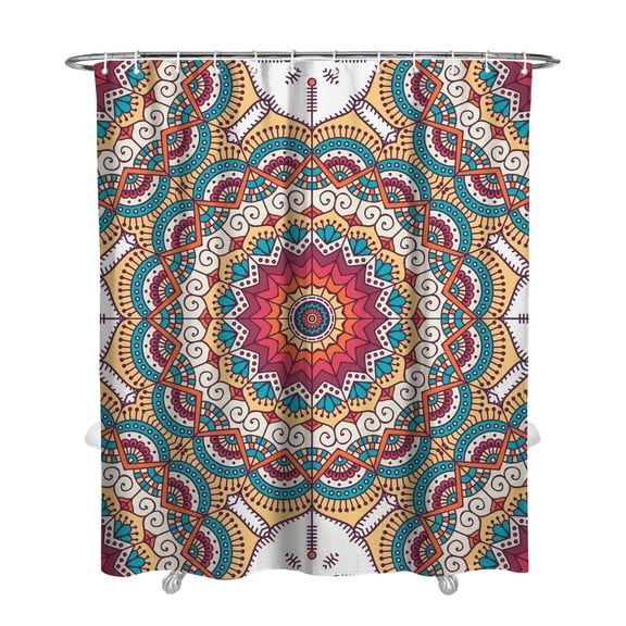 Artistic Spiritual Mandala Bathroom Curtain Premium Polyester Shower Drape 72x84 Inch Machine Washable with Metal Grommets