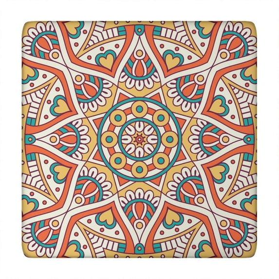 Artistic Spiritual Mandala Elastic Table Cover Snug Fit Square Tablecloth for Apartment RV Dwellers