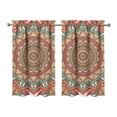 thumbnail image 1 of Artistic Spiritual Mandala Kitchen Curtains 2 Pack - 27.5Wx39L Inch Traditional Sacred Tribal Boho, Semi-Sheer Rod Pocket Window Treatment, 1 of 4