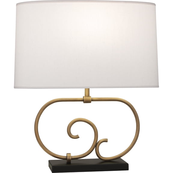 Artistic Srkashlteni Collection Table Lamp - Sculptural Spiral Design, Warm Brass Finish, Dupioni Fabric Shade, Full Range Dimmer - 22.75 Height