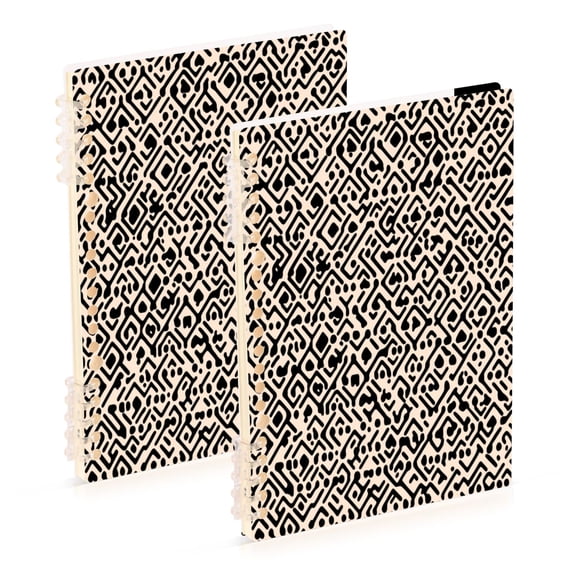 Artistic Stripe Design 2-Piece A5 PP Notebooks, Adjustable Rings, 80g Paper, Diary Set