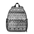 thumbnail image 1 of Artistic Student Backpack – Vintage Fashion with Abstract Tribal Style, Ink and Sketch Geometric Plaid Design, Rustic Aesthetic Bag, 1 of 4