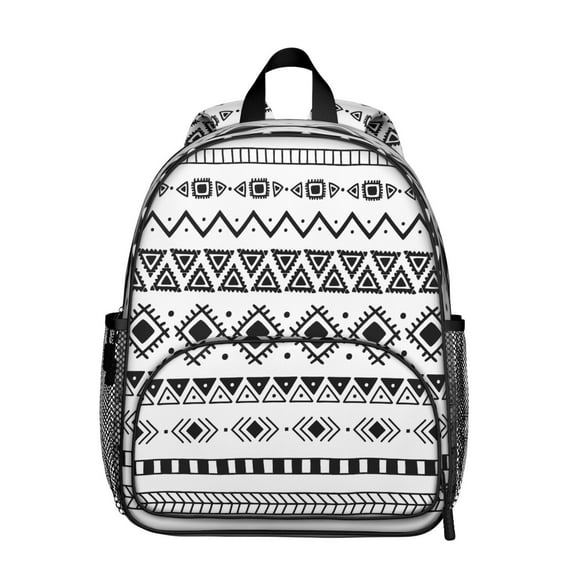 Artistic Student Backpack – Vintage Fashion with Abstract Tribal Style, Ink and Sketch Geometric Plaid Design, Rustic Aesthetic Bag