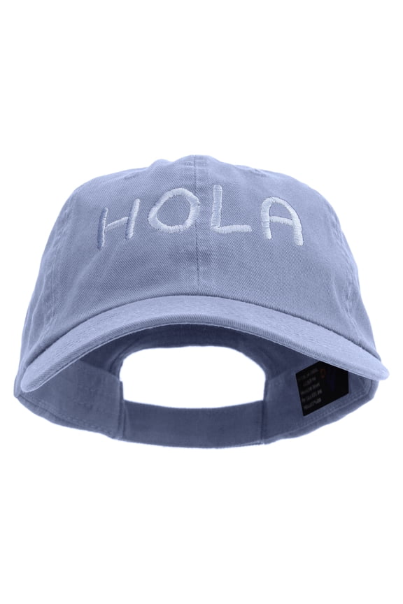 Artistic Style Hola Embroidered Low Profile Dyed Cotton Twill Cap - Sky Blue OSFM