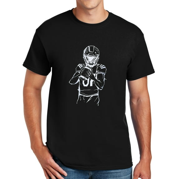 Artistic Style Rugby Player Graphic Design Men's Big Size Cotton Polyester DryBlend T-Shirt - Black 5XL
