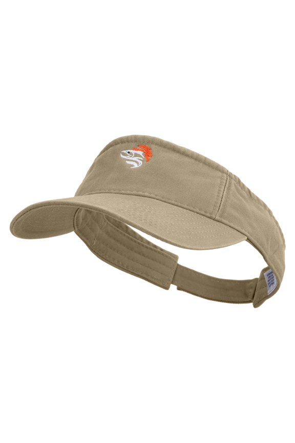Artistic Style Salmon Logo Embroidered Pro Style Cotton Twill Washed Visor - Khaki OSFM