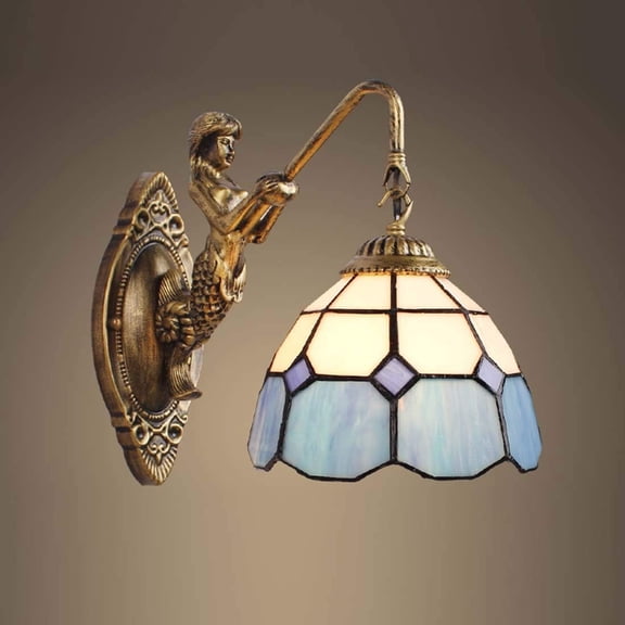 Artistic Style Wall Lamp, Stained Glass Hallway Wall Sconces,Vintage Antique Base Decoration Wall Lighting Fixture Living Room Bedroom ,4