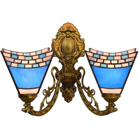 Artistic Style Wall Lamp,Vintage Stained Glass Sconces, 2 Lights Crystal Beads Retro Antique Base Decoration Wall Lighting Fixture Living Room Bedroom,5