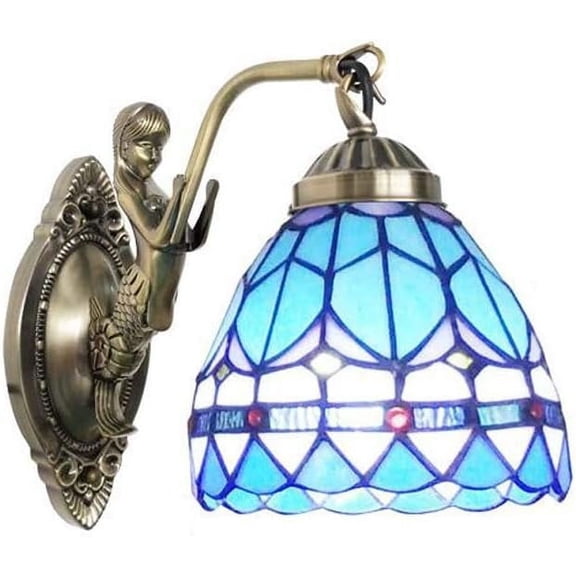 Artistic Style Wall Lamp Wall Mount Wall Sconces Lights Mediterranean Stained Glass Decoration Flush Mount LED Mirror Lights for Living Room/Bedroom/Aisle/bar/Cafe